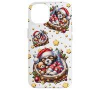 Shih Tzu Puppy In Cozy Dog Bed For Winter White Christmas Carcasa para iPhone 14