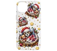 Shih Tzu Puppy In Cozy Dog Bed For Winter White Christmas Carcasa para iPhone 14 Plus