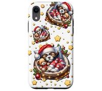 Shih Tzu Puppy In Cozy Dog Bed For Winter White Christmas Carcasa para iPhone XR