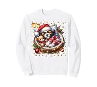 Shih Tzu Puppy In Cozy Dog Bed For Winter White Christmas Sudadera