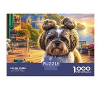 Shih Tzu - Rompecabezas de cartón Premium de 1000 Piezas con diseño de Pueblo Junto al Agua, entusiastas de los Rompecabezas, Adultos, aliviar estrés, Momentos diversión, 70 x 50 cm (1000 Piezas)