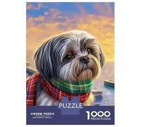 Shih Tzu Rompecabezas Shih Tzu con pañuelo 3 Capas Cartón 1000 PC, Imposible Duro, Entrenamiento Lógico, Alivio Estrés, Regalo Coleccionista Familiar 70x50cm/1000pcs