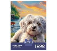 Shih Tzu Rompecabezas Shih Tzu Entre Flores Clásico 3 Capas Cartón 1000 Piezas, Desafío Duro, Alivio Estrés, Decoración Pared, Regalo Coleccionista Familiar 52x38cm/1000pcs