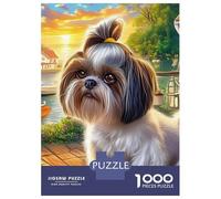 Shih Tzu Rompecabezas Yorkie en Ciudad Clásico 3 Capas Cartón 1000 Piezas, Desafío Duro, Alivio Estrés, Decoración Pared, Regalo Coleccionista Familiar 70x50cm/1000pcs