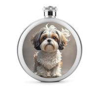 Shih Tzu - Termo de whisky de perro, pequeño frasco portátil de licor de viaje, termo de acero inoxidable a prueba de fugas para bodas, padrinos de boda, regalo de dama de honor, 5 onzas