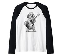Shih Tzu Tocar Guitarra Rock Música Amante de Camiseta Manga Raglan