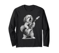 Shih Tzu Tocar Guitarra Rock Música Amante de Manga Larga