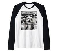 Shih Tzu Último Día De Escuela Vacaciones De Verano Divertido Meme Selfie Camiseta Manga Raglan