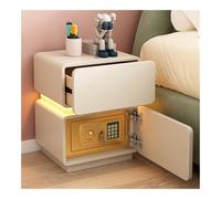 Shihan-2015 Pecho de cabecera Mesita de Noche de Granja con Caja Fuerte, mesita de Noche LED multifunción, Mesa Auxiliar Moderna con LED de 3 Colores for Dormitorio Mesa de Noche(Blanco)
