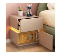 Shihan-2015 Pecho de cabecera Mesita de Noche de Granja con Caja Fuerte, mesita de Noche LED multifunción, Mesa Auxiliar Moderna con LED de 3 Colores for Dormitorio Mesa de Noche(Khaki)