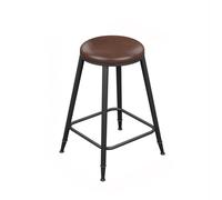 Shihan-2015 Sillas de Bar Taburete Alto Vintage con Asiento de Cuero marrón y Patas de Hierro, sin Respaldo Taburete de Cocina(Grande)