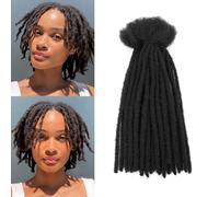 SHIHERESH Dreadlock Extensions Synthetic Hair 0.4cm Width 30 Strands Soft Dreads Extensions Dreads Loc Reggae Hippie Handmade Dreadlock Extensions for Women/Men (1B, 10inch)