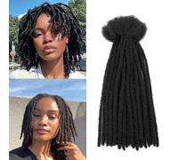 SHIHERESH Dreadlock Extensions Synthetic Hair 0.4cm Width 30 Strands Soft Dreads Extensions Dreads Loc Reggae Hippie Handmade Dreadlock Extensions for Women/Men (1B, 12inch)