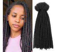 SHIHERESH Dreadlock Extensions Synthetic Hair 0.4cm Width 30 Strands Soft Dreads Extensions Dreads Loc Reggae Hippie Handmade Dreadlock Extensions for Women/Men (1B, 16inch)