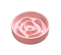 SHIIANN Cuenco de cerámica de alimentación lenta para gatos, 6.1 pulgadas, color rosa, plato de comida para mascotas para perros pequeños, cachorros, cuenco de cerámica antideslizante y antigoteo