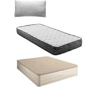 SHIITO | Conjunto Descanso: Colchón de Alta Densidad 105x190 cm + Canapé con Tapa 3D y Acabado en Ártico + Almohada Viscoelástica 105 | Descanso garantizado y Almacenamiento para liberar tu Espacio
