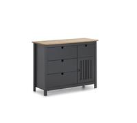 SHIITO MARCKERIC | Modelo Bruna - Cómoda 3 Cajones y 1 Puerta | Diseño Moderno y Funcional | Estilo Actual - Color Cera/Gris Antracita - 100x80x40 cm