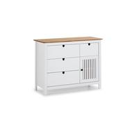 SHIITO MARCKERIC | Modelo Bruna - Cómoda 3 Cajones y 1 Puerta | Diseño Moderno y Práctico | Estilo Contemporáneo - Color Cera/Blanco Lavado - 100x80x40 cm
