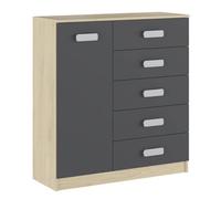 Shiito | Modelo Sutton - Cómoda con 1 Puerta y 5 cajones | Acabado en Puccini-Grafito