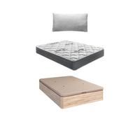 Shiito | Pack de Descanso: Colchón de Alta Densidad 105x190 cm + Canapé con Tapa Transpirable 3D en Acabado Cambrian + Almohada Viscoelástica de 105 cm | Confort y organización en un Solo Conjunto