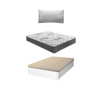 Shiito | Pack de Descanso: Colchón de Alta Densidad 90x190 cm + Canapé con Tapa Transpirable 3D en Acabado Blanco + Almohada Viscoelástica de 90 cm | Confort y organización en un Solo Conjunto