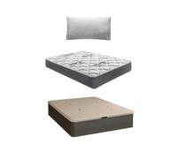Shiito | Pack de Descanso: Colchón de Alta Densidad 90x190 cm + Canapé con Tapa Transpirable 3D en Acabado Wengue + Almohada Viscoelástica de 90 cm | Confort y organización en un Solo Conjunto
