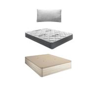 Shiito | Pack de Descanso: Colchón de Alta Densidad 90x190 cm + Canapé con Tapa Transpirable 3D en Acabado Ártico + Almohada Viscoelástica de 90 cm | Confort y organización en un Solo Conjunto