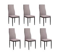 SHIITO - Sillas de Comedor - Pack de 6-40,5 x 49 x 96 cm - Modelo Eleganza - Asiento Acolchado - Patas Metal Negras - Sencillo y Elegante - Gris Marengo