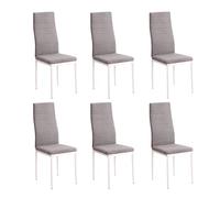SHIITO - Sillas de Comedor - Pack de 6 - Modelo Eleganza - Asiento Acolchado - Patas Metal Blancas - Estilo Sofisticado - Gris Marengo - 40,5 x 49 x 96 cm