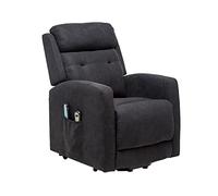 SHIITO - Sillón Reclinable de Masaje con Reposapiés - 101,5 x 88 x 67,5 cm - Modelo Rondo SX - Máximo Relax - Power Lift de Ayuda al Levantarse - Visón Claro