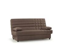 SHIITO | Sofá Cama 3 Plazas con Arcón - Modelo Trevor - Apertura Clic-Clac | 100x193x100 cm | 2 Cojines Incluidos | Color Marrón Chocolate | Comodidad con Estilo