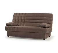 SHIITO - Sofá Cama con 3 Plazas y Arcón Interior - 100 x 193 x 100 cm - Modelo Romeo - Apertura Clic-Clac - Incluye 2 Cojines - Color Marrón Chocolate