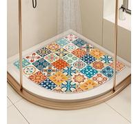 SHIJHUI Alfombrilla de ducha de esquina antideslizante, antimoho, PVC, naranja, 60 x 60 cm
