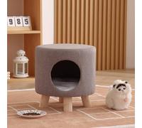 SHIJHUI Otomana 2 en 1 para mascotas, redonda, multiusos, duradera, espacio pequeño, cueva para gatos, sofá, reposapiés de almacenamiento, silla adicional para invitados para sala de estar (gris)