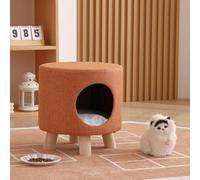 SHIJHUI Otomana 2 en 1 para mascotas, redonda, multiusos, duradera, espacio pequeño, cueva para gatos, sofá, reposapiés de almacenamiento, silla adicional para invitados para sala de estar (naranja)