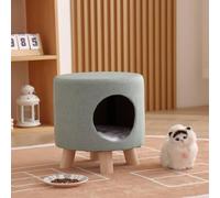 SHIJHUI Otomana 2 en 1 para mascotas, redonda, multiusos, duradera, espacio pequeño, cueva para gatos, sofá, reposapiés de almacenamiento, silla adicional para invitados para sala de estar (verde)