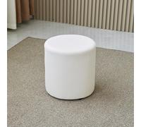 SHIJHUI Taburete para cambio de zapatos, reposapiés redondo otomano para invitados, asiento adicional, relleno de esponja suave, impermeable, puf otomano de piel sintética (blanco, 30 cm de alto x 30