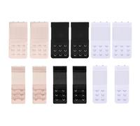 ShiJiuYou 12 Pcs Alargador Sujetador 3 Corchetes 2 Corchetes, Extensor Sujetador 3 Ganchos 2 Corchetes, Extensores Sujetadors Elástico, Para Mujeres y Niñas (Negro, Blanco, Color Piel)