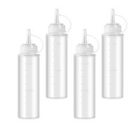 ShiJiuYou 4 Pcs Biberones de Cocina, 240ml Squeeze Bottles, Botella de Salsa de Plástico, Dispensador de Condimentos para Salsa de Tomate, Mostaza, Mayonesa, Ketchup