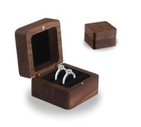 ShiJiuYou Caja Anillo Compromiso, Caja Anillos Boda, Cajas para Regalos de 2 Anillos, Cajas de madera con Doble Ranura para Ceremonia de Compromiso Aniversario Joyeria
