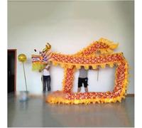 Shiketong 5.5m Chinese Silk Dragon Dance for 6 Players Traditional Lion Dance Head(Yellow)