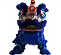 Shiketong Cabeza de danza del león china hecha a mano, accesorio de danza del dragón de seda for actuación de arte popular del Año Nuevo Lunar(Blue)