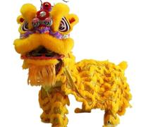Shiketong Cabeza de danza del león china hecha a mano, accesorio de danza del dragón de seda for actuación de arte popular del Año Nuevo Lunar(Gold)