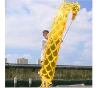 Shiketong Chinese Dragon Dance 300cm 5m Polyester Lion Dance Head for Festival Parade(Golden,5m)
