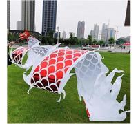 Shiketong Chinese Dragon Dance 6m 8m Outdoor Lion Dance Head Traditional Festival Prop(White-Red)