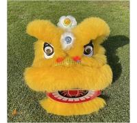 Shiketong Chinese Lion Dance Head 30cm Handmade Wool Dragon Dance Prop for Festival Performance(Gold)