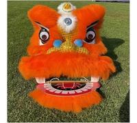 Shiketong Chinese Lion Dance Head 30cm Handmade Wool Dragon Dance Prop for Festival Performance(Orange)