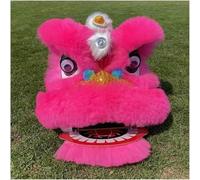 Shiketong Chinese Lion Dance Head 30cm Handmade Wool Dragon Dance Prop for Festival Performance(Rose)