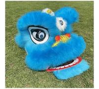 Shiketong Chinese Lion Dance Head 30cm Handmade Wool Dragon Dance Prop for Festival Performance(Sky Blue)