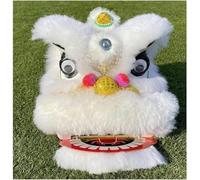 Shiketong Chinese Lion Dance Head 30cm Handmade Wool Dragon Dance Prop for Festival Performance(White)